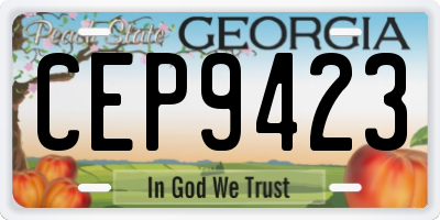 GA license plate CEP9423