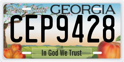 GA license plate CEP9428