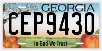 GA license plate CEP9430