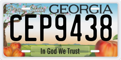 GA license plate CEP9438