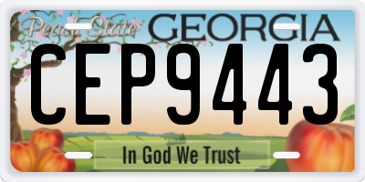 GA license plate CEP9443