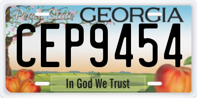 GA license plate CEP9454