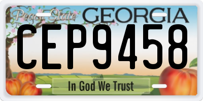 GA license plate CEP9458
