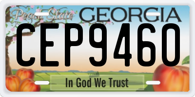 GA license plate CEP9460