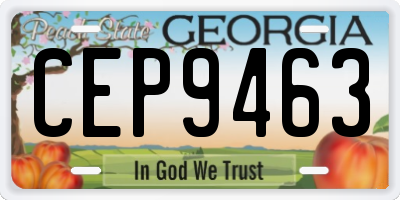 GA license plate CEP9463