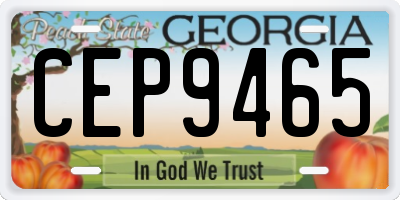 GA license plate CEP9465