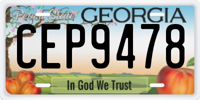 GA license plate CEP9478