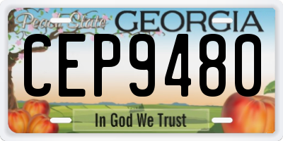 GA license plate CEP9480