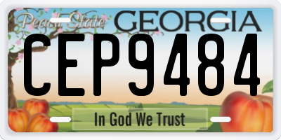 GA license plate CEP9484