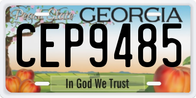 GA license plate CEP9485
