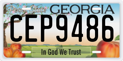 GA license plate CEP9486