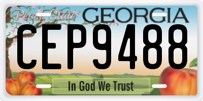 GA license plate CEP9488