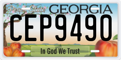 GA license plate CEP9490
