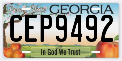 GA license plate CEP9492