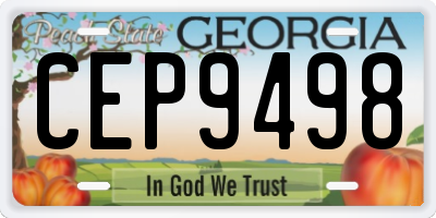 GA license plate CEP9498