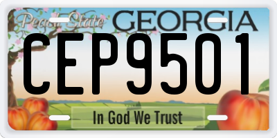 GA license plate CEP9501