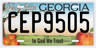 GA license plate CEP9505