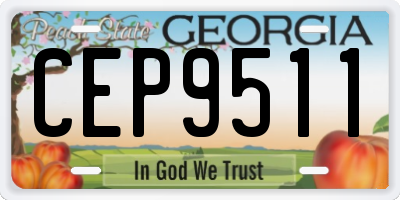 GA license plate CEP9511