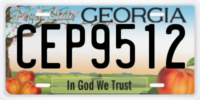 GA license plate CEP9512