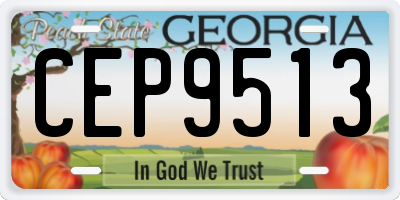 GA license plate CEP9513