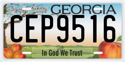 GA license plate CEP9516