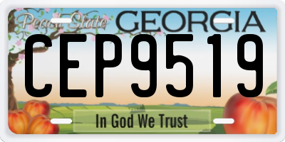 GA license plate CEP9519