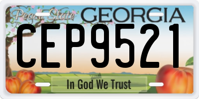 GA license plate CEP9521