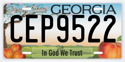 GA license plate CEP9522