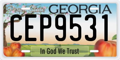 GA license plate CEP9531