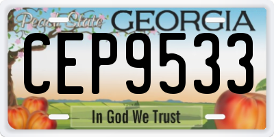 GA license plate CEP9533