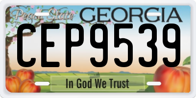 GA license plate CEP9539
