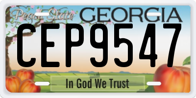 GA license plate CEP9547