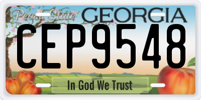 GA license plate CEP9548