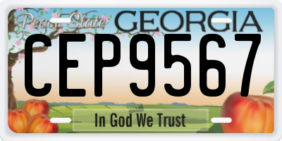 GA license plate CEP9567