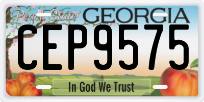 GA license plate CEP9575