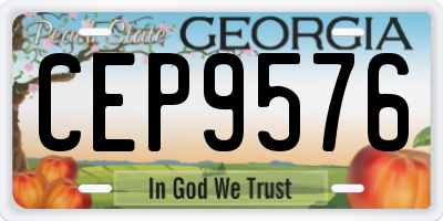 GA license plate CEP9576