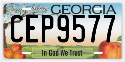 GA license plate CEP9577