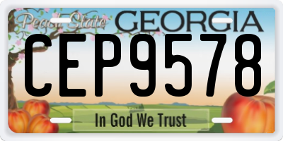 GA license plate CEP9578