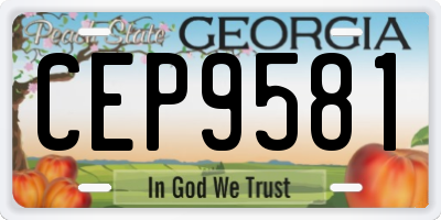 GA license plate CEP9581