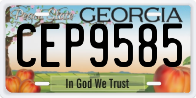 GA license plate CEP9585