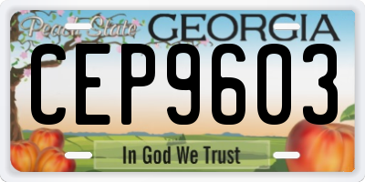 GA license plate CEP9603