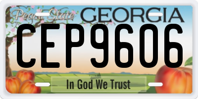 GA license plate CEP9606