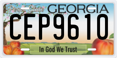 GA license plate CEP9610