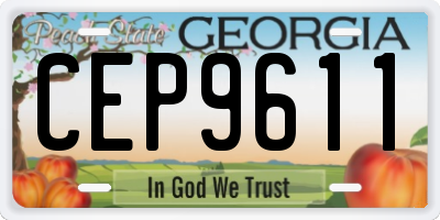 GA license plate CEP9611