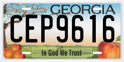 GA license plate CEP9616