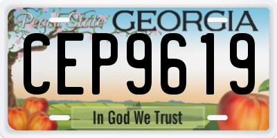 GA license plate CEP9619