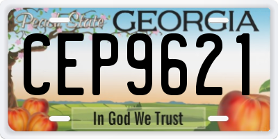 GA license plate CEP9621