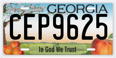 GA license plate CEP9625
