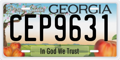 GA license plate CEP9631