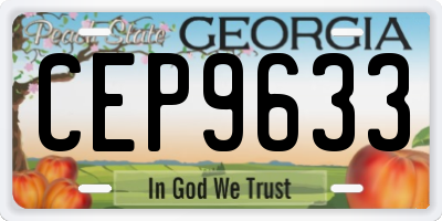 GA license plate CEP9633